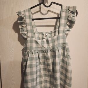 Green and White Gingham Set  - Shorts and top